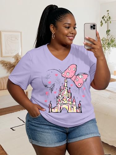 Image of NANYUAYA Plus Size Magic Shirts for Women Castle Kingdom Graphic Magical T Shirt Cute Holiday Princess Tee Vacation Tops