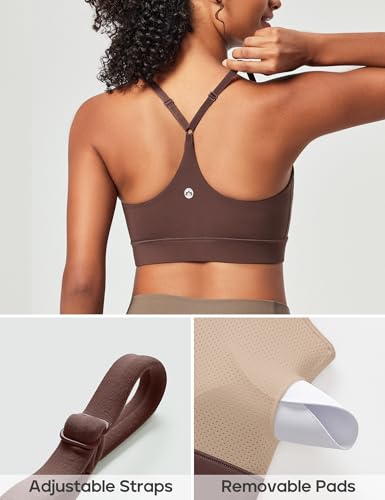 Image of Heathyoga Sports Bras for Women Adjustable Strappy Sports Bra Y-Back Low Impact Racerback Workout Bra with Removable Pads
