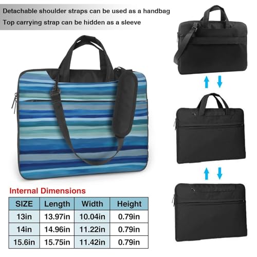 Maletín para portátil impermeable con franjas azul minimalista 14 pulg miniatura 3