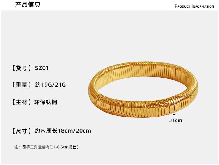 Fuqimanman2020 Chunky Snake Chain Bangle Bracelet Stretch Stackable Wide Wristband Stainless Steel Gold Silver Filled Elastic for Women Punk Party Jewerly - Image 2