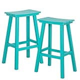 nalone 29 Inch Outdoor Bar Stools Set of 2, HDPE Bar Chairs with Footrest, Weather Resistant Barstools Outside Counter Height Stools for Patio, Kitchen, Yard (Aruba, 29'' Barstools Set of 2)