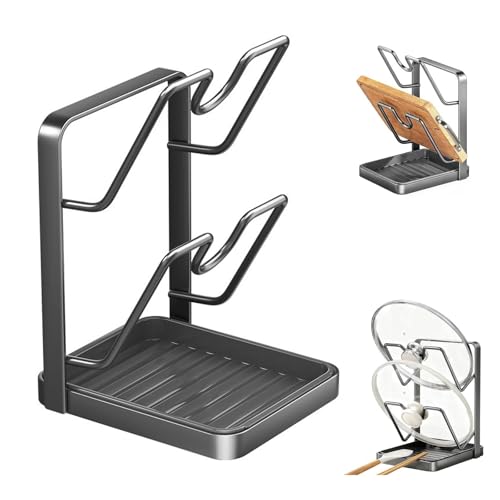 Support pour Planche à Découper et Couvercle de Casserole, rangement couvercle casserole Support avec 5 compartiments, rangement casserole, kitchen...