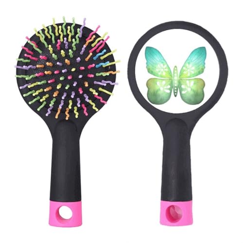 Brosse à cheveux démêlante verte avec motif floral en fibres souples durables