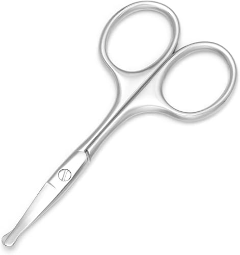 Vista 34 de Tijeras para recortar el vello de la nariz, tijeras de punta redonda de 3.4 pies para recorte de bigote de orejas, cejas, barba, bigote, herramienta