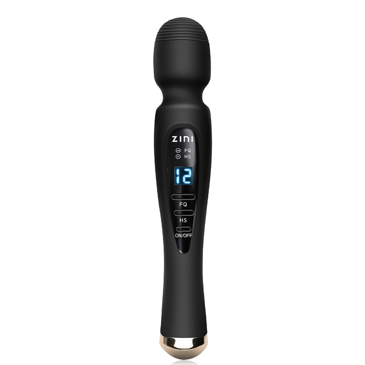 Kabelloses Massagegerät mit LCD-Display, persönliches Massagegerät zur Schmerzlinderung, leistungsstarker Massagestab mit 12 Vibrationen, Schwarz