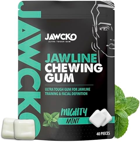 JAWCO Ultra-tough Jawline Chewing Gum | Get a Stronger, Squarer Jawline | Mighty Mint Jaw Training Hard Gum | Chisel, Sculpt, Tone your Jaw | 15X Hardness | Facial Fitness Mewing Gum | 35 Pieces/Pack