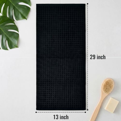 Jacquotha Black Waffle Cotton Hand Towels Set of 2 – Quick Dry, Low Lint — view 3