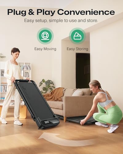 Image of UREVO Strol 2E Pro Smart Incline Walking Pad Treadmill with APP, 12% Incline, Compact Walking Pad with Safety Handle, Plug & Play, Desk Treadmill with LED Display, Walking & Running for Home Office