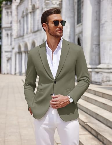 Image of COOFANDY Men's Casual Knit Blazer Two Button Lightweight Sport Coats Suit Jacket