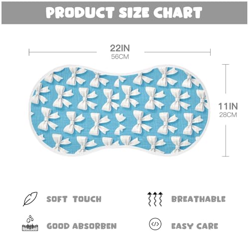 White Bows Baby Burp Cloths for Boys and Girls, Soft Muslin Spit Up Towels, 22"x11" Newborn Essentials for Feeding and Drooling, 1 Pack4