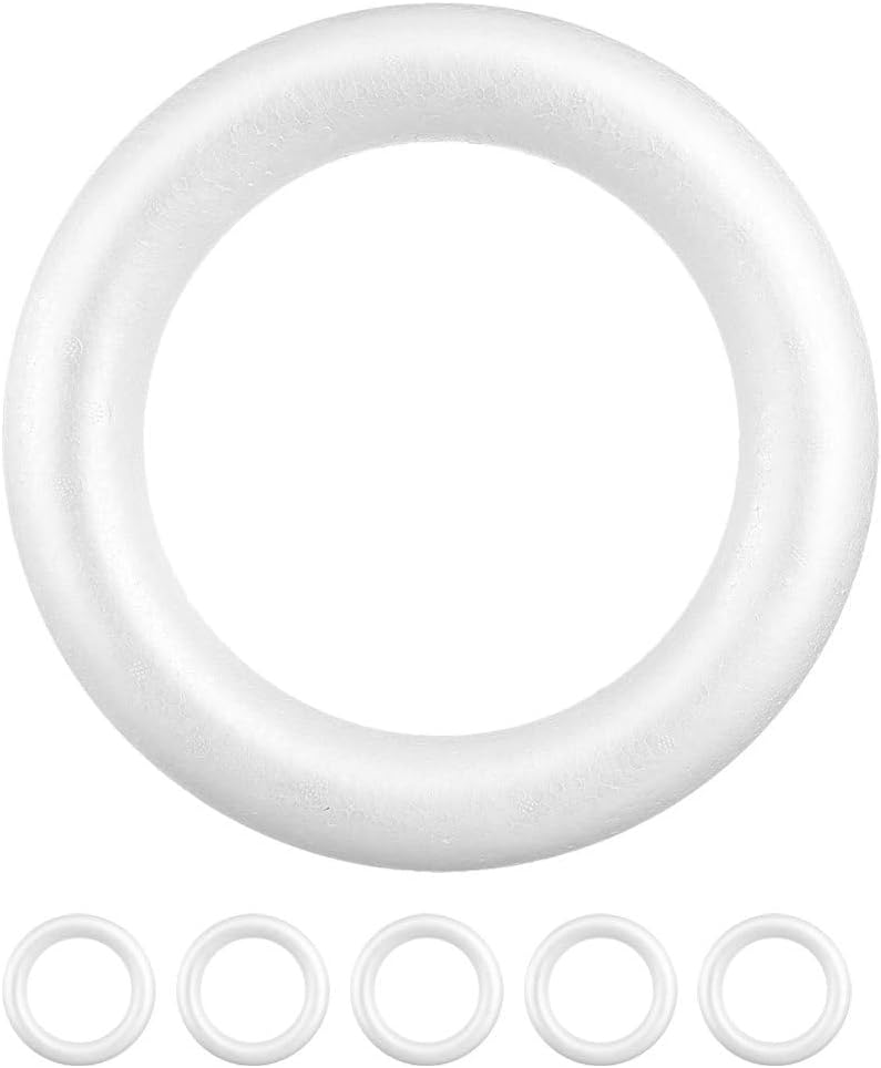KALLORY 6Pcs Wreath Foam Form Foam Rings Circles Polystyrene Ring for Crafts Wedding Home Decoration 10 * 2.5cm