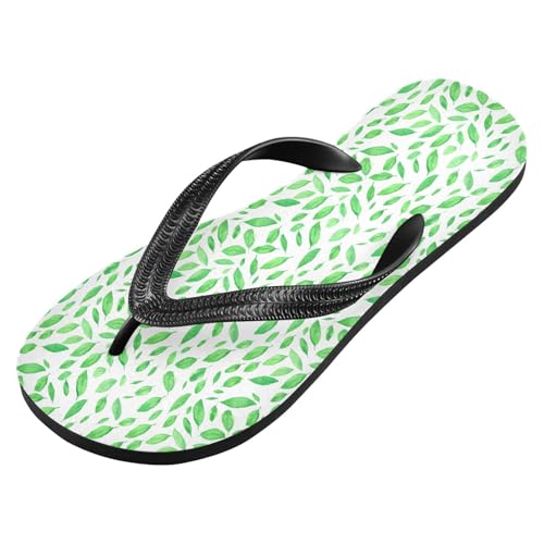 Sinestour Green Leaf White Flip Flops for Beach Thong Sandals Anti-slip Lightweight Beach Slippers for Summer Swim Travel2