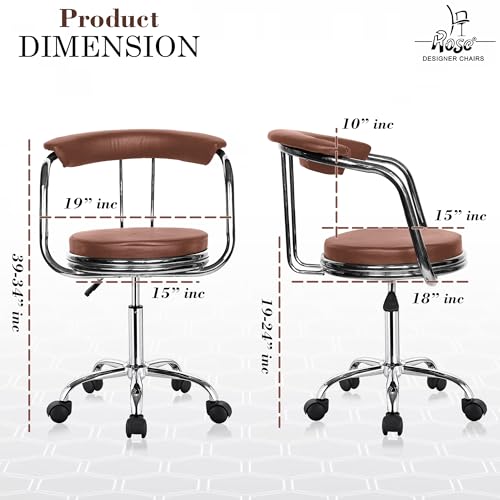 Image of ROSE Kiya Height Adjustable & Revolving Bar Stool /Kitchen Chair Suitable for Kitchen, Cafeteria, Dining, Office,Shops (2, Brown, Barstool Revolving)