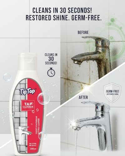 Image of TipTap Premium Tap Cleaner 200ml | Hard Water Stain & Limescale Remover | Tap & Faucet Cleaner for Bathroom and Kitchen | Tap Shiner