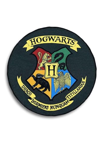 Groovy UK Harry_Potter_Hogwarts_Shield_Indoor_Floor_Mat, Alfombra Unisex Adulto, Negro, 100 X Cm