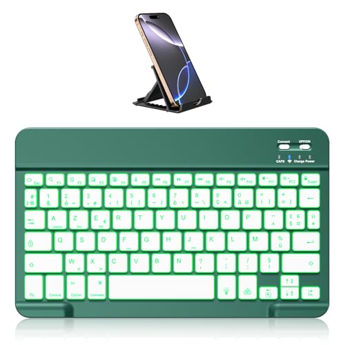 Vobafe Bluetooth Clavier sans Fil pour iPad Air/Pro/Mini/A16/11/10.9/10.2, avec Support Téléphone, Clavier Tablette AZERTY Français pour...