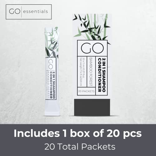 Go Essentials Travel Size Shampoo And Conditioner Set Of 20 – 2 In 1 Single Use Travel Shampoo And Conditioner (Sulfate Free) - Hotel Amenities, Homeless Care Kit, Airbnb Essentials Bulk #TOP1