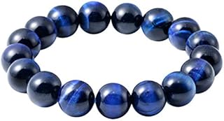 Jewboo Tiger Eye Black Obsidian Gemstone Bracelet for Men Women Beaded Bracelets Beads Stretch Unisex 12mm