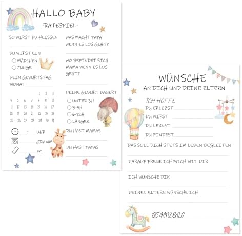 Babyparty Spiele Set - 25 Karten Zum Ausfüllen Für Die Perfekte Babyshower
