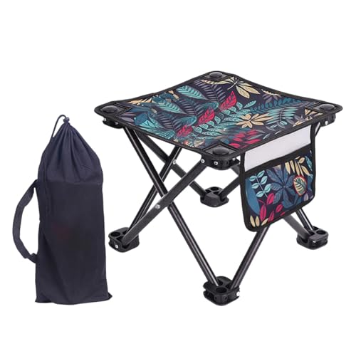 Menolana Portable Camping Stool with Side Pocket Mini Folding Stool Lightweight Recliner Foot Rest for Park Patio Travel Hiking