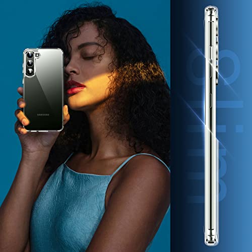 Temdan Designed For Samsung Galaxy S23 Case Clear [Anti-Yellowing] With 2 Pack Tempered Glass [Screen Protector + Camera Lens Protector] Slim Thin Shockproof Phone Cover 6.1 Inch- Clear #TOP7