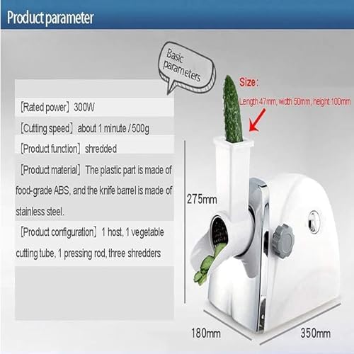 Electric Cheese Grater - Rotary Shredder Machine with 3 Stainless Steel Blades, Multi-Functional Vegetable Slicer for Quick Shredding - 1min/500g