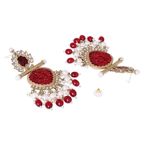 Image of I Jewels Traditional Kundan & Pearl Style Dangle Earrings For Women
