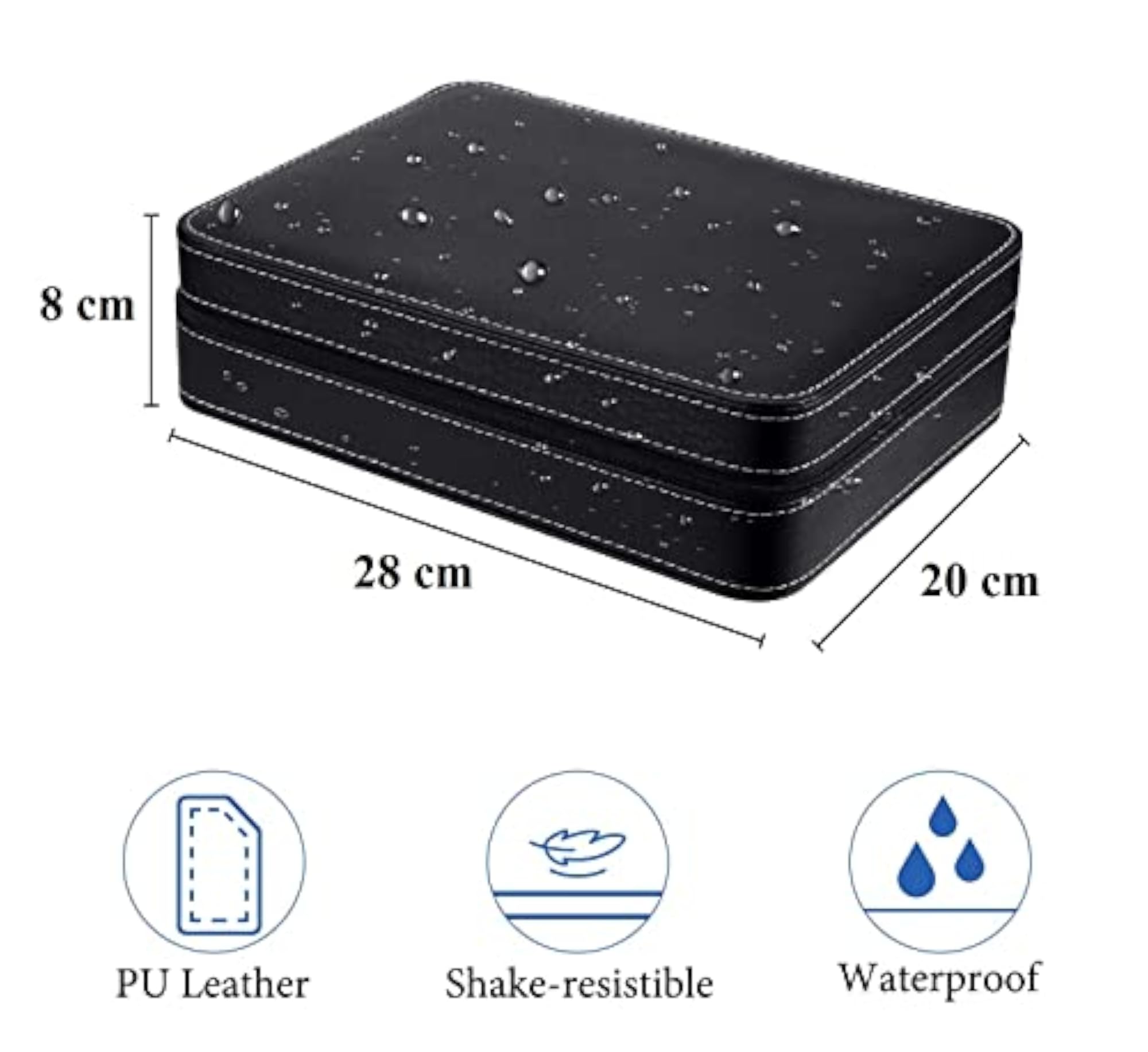 Luxury 10 Slot Black Leather Watch Box for Women
