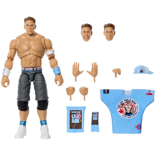 Mattel WWE Ultimate Edition Action Figure & Accessories Set John Cena 6-inch Collectible with Swappable Heads & Hands 30 Articulation Points JHV97
