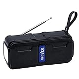 Apolinar Solar Bluetooth Speaker with FM Radio, Portable Outdoor Wireless Waterproof Bluetooth 5.1 Speaker with Flashlight, Micro SD Card Slot, USB Port, AUX, TWS