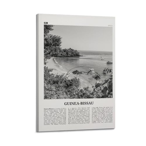 Impression Guinée-Bissau en noir et blanc, art mural de Guinée-Bissau, poster de Guinée-Bissau, photo de Guinée-Bissau, affiches de décoration murale de célébrités, peintures décoratives avec cadre,