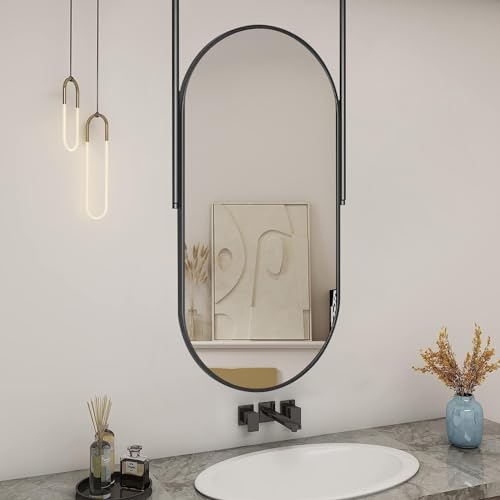 Espejo de maquillaje grande PYROSUN de techo 50x70 cm con marco de metal para baño