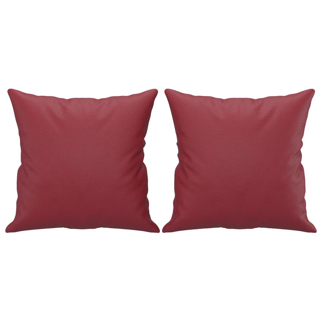 Set di 3 divani con cuscini rosso vino in similpelle resistente, set da soggiorno durevole con struttura robusta, seduta comoda e sgabello versatile