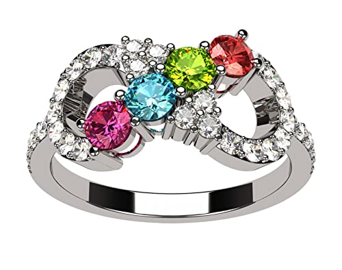 Nana Silver Infinity Mothers Ring With 1 To 6 Simulated Birthstones - Sterling Silver - Size 7 #TOP14
