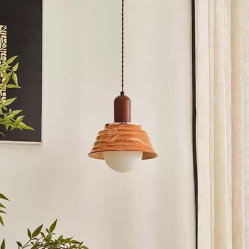 Lampe suspendue japonaise wabi-sabi céramique luminaire de plafond bois salon cuisine