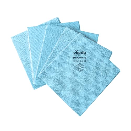 Vileda Profesional 235385 Bayetas Microfibra Azul, 38 x 35cm, 5 Unidades ( Paquete de 1)