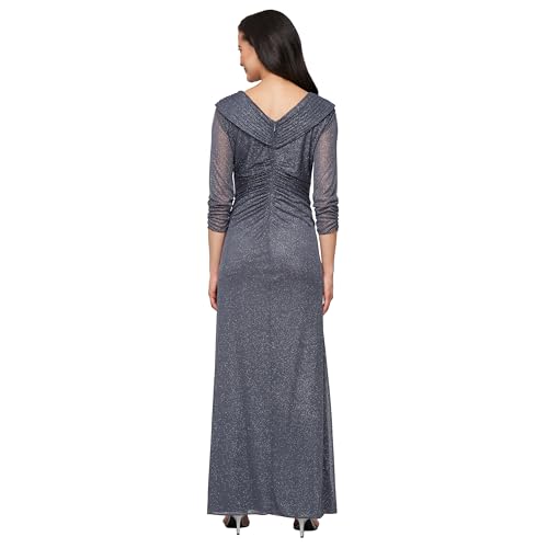 Alex Evenings Women's Long Portrait Collar Dress, Perfect for Weddings, Formal Events2