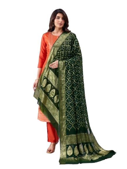 Pure Georgette Dupatta for Women | Banarasi & Rajasthani Chunri Design | Lightweight Ethnic Chunari Dupatta for Saree Kurti Lehenga-image-31
