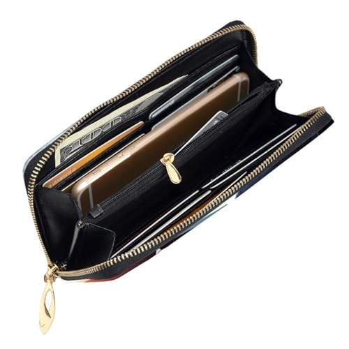 Airplane Women Wallets Leather Zip Around Clutch Purses Waterproof Credit Card Holder With Phone Holder Ladies Travel Coin Purse4