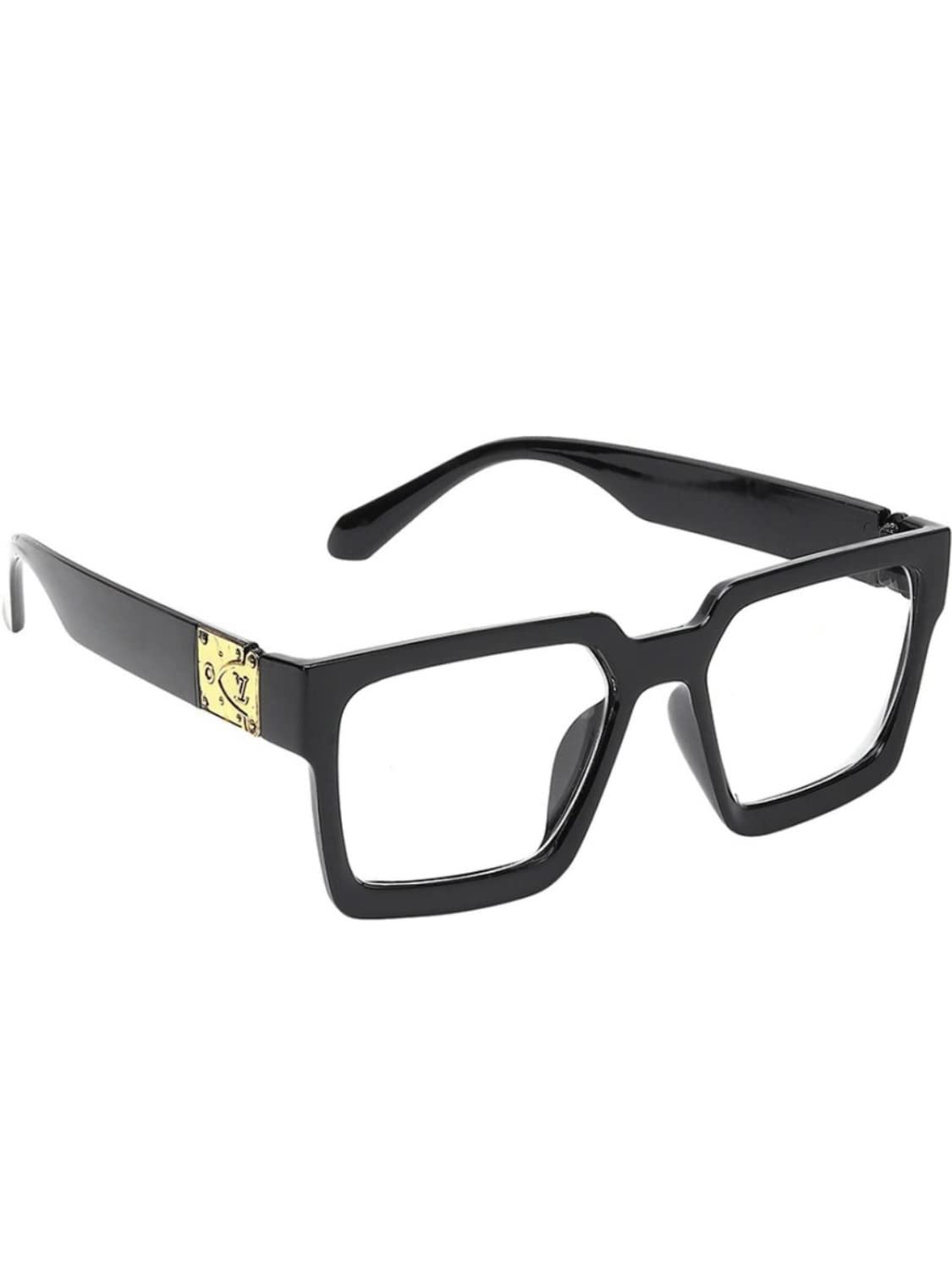 | Full Rim Square Branded Latest and Stylish Sunglasses | 100% UV Protected | Men & Women | Medium | Black Frame/Clear Lens - Pack of 1-image-43