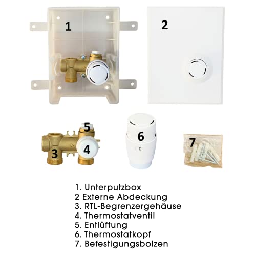 AQUA HEATING Thermostatventil Heizungsthermostat für Fußbodenheizung RTL Box H1069, Raumtemperaturregler Fussbodenheizung mit Rücklauftemperaturbegrenzer, Temperaturregler Fussboden