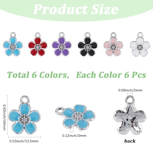 Breloques en émail fleurs en alliage pour bijoux sans ternissement - 3