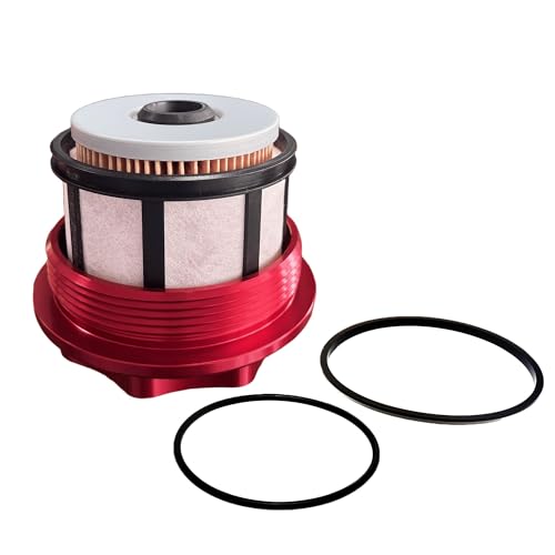 iFJF FD-4596 Fuel Filter and Red Aluminum Cap Replacement for Ford 7.3L