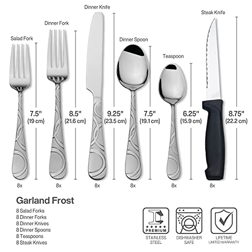 Pfaltzgraff Garland Frost Silverware Set 53-Piece, 18/0 Stainless Steel Flatware Set Service for 8 with Hostess Serving Utensils, Dishwasher Safe Cutlery Set by Pfaltzgraff - Image 8