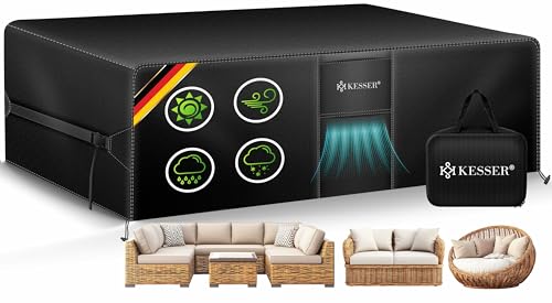 KESSER® Gartenmöbel Abdeckung 242cm x 162cm x 100cm | Abdeckplane winddicht winterfest wasserdicht für Gartentische 420D Oxford Schutzhülle für Terrassenmöbel | UV- & Regenschutz mit Belüftungsöffnung