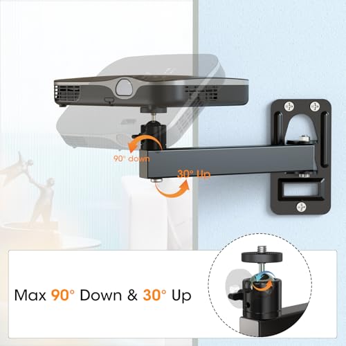 Dawasapat Mini Ceiling Wall Projector Mount Stand- Adjustable Tilt&Swivel Hanging Projector Holder Wall Mount Hanger Rack Stand For Mini Projector With Cable Ties thumb #3