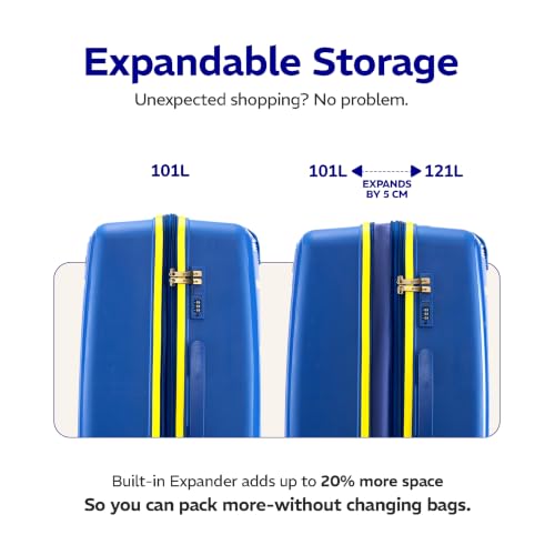 Image of Provogue Spectrum Hard-Sided PP 75 Cm Trolley Bag Large Size | Expandable Space with 8 Wheels Trolley Bags for Travel | Combination Lock | 5 Year Warranty (Aqua Hush Blue)