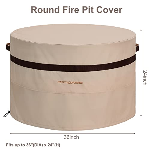 Patioasis ORTCI Round Fire Pit Cover 36 Inch Heavy Duty Waterproof Patio Gas Fire Pit Table Covers thumb #2