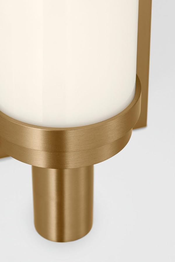 Generation Lighting GLV1441SB-L Coles 13-in LED Vanity Light in Satin Brass with White Acrylic Shade for Bathroom Mirror, Bathroom Vanity Light for Vanity Lighting, Bathroom Lighting and Bath Lights by Generation - Used condition - Image 3