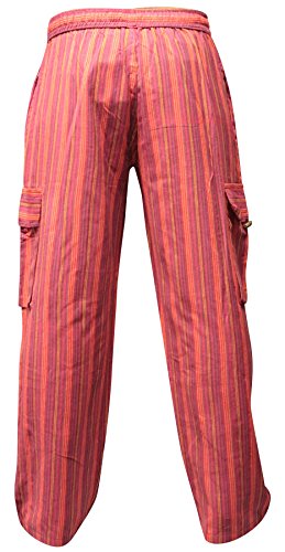 SHOPOHOLIC FASHION Uniseks veelkleurige strepen Wideleg Sidepocket Hippy Broek, Grijs, M